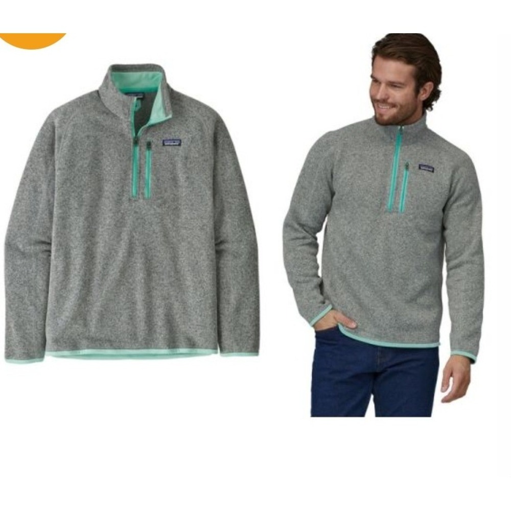 Patagonia Better Sweater XXL Mens Gray Mint 1/4 Zip Fleece‎ Pullover
